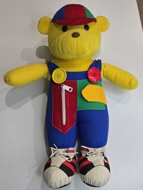 VINTAGE GUND TEACH ME BLOSSOM YELLOW TEDDY BEAR STUFFED ANIMAL PLUSH USED